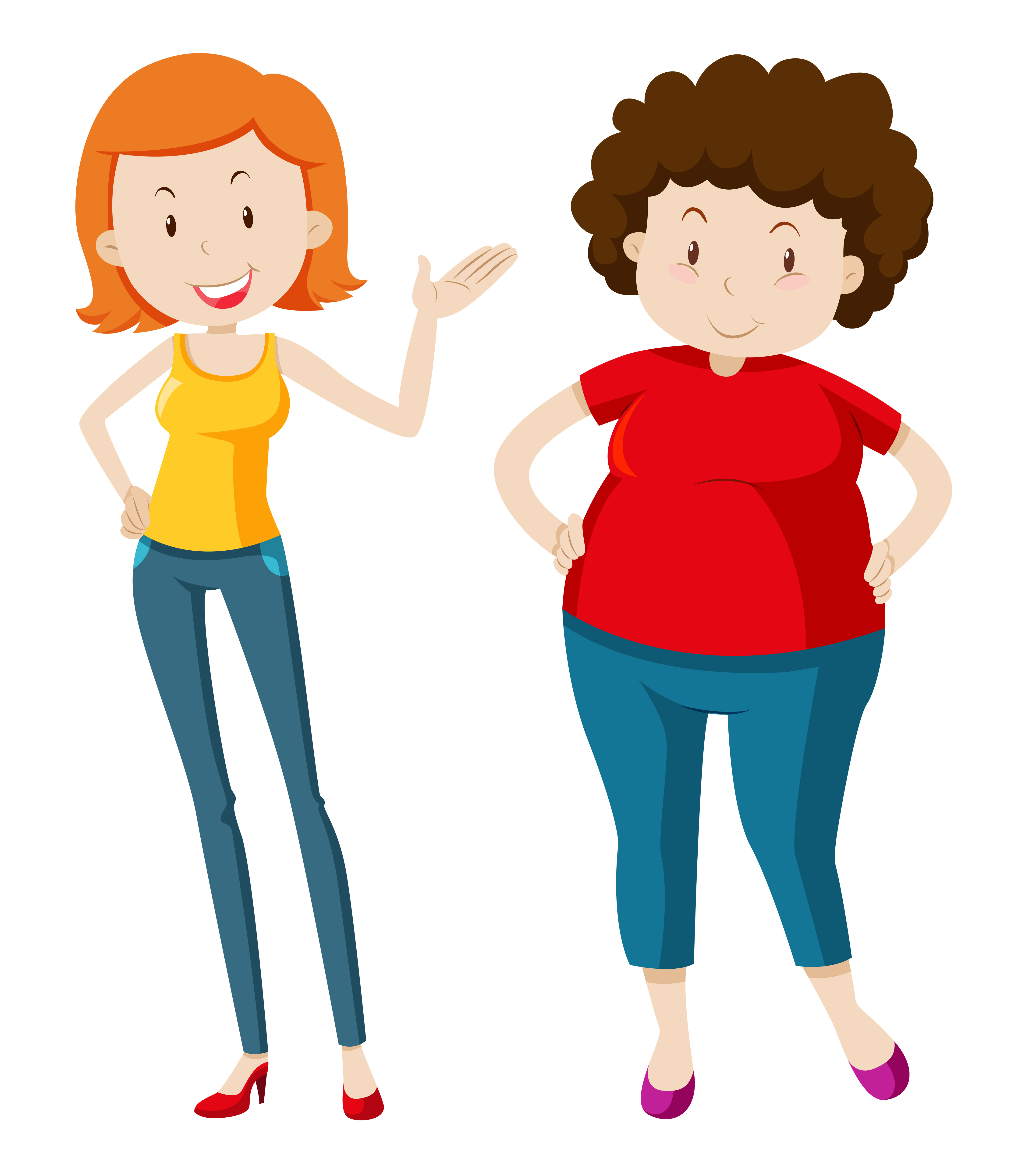 Premium Vector | Fat and slim girls