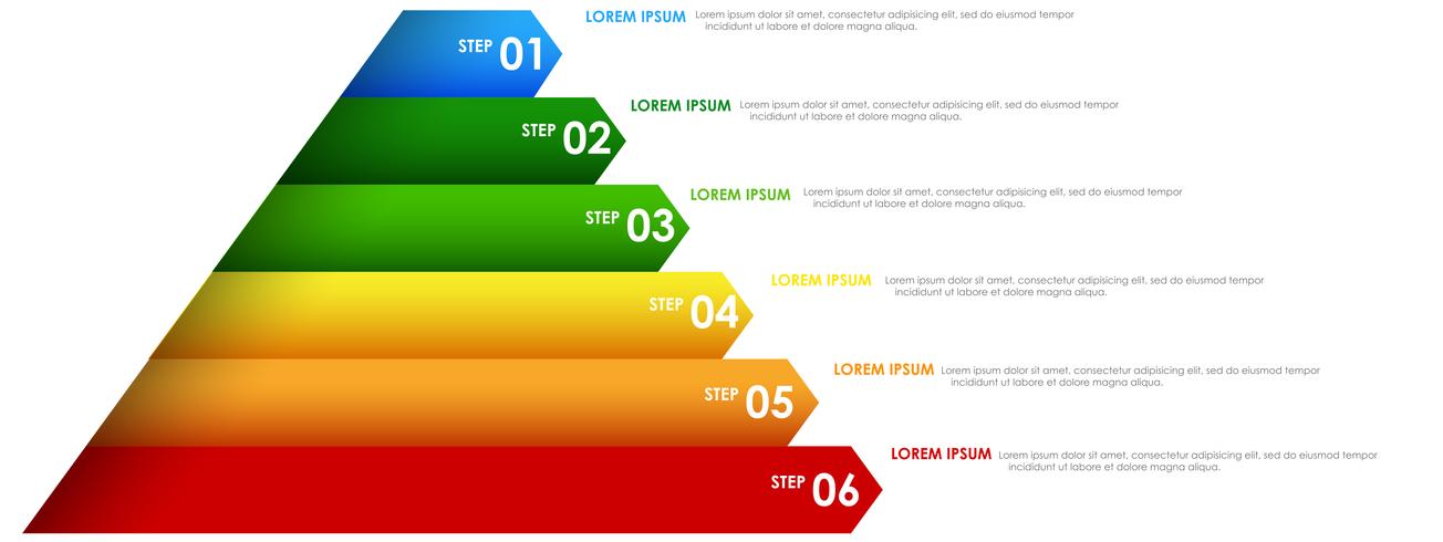 Pirámide de infografías de arcoiris colorido vector