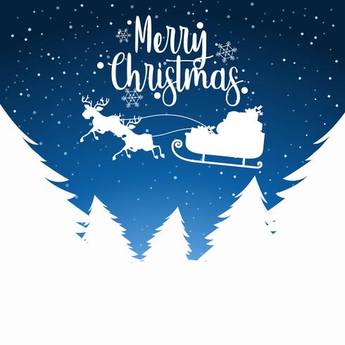Merry Christmas sleigh silhoutte vector