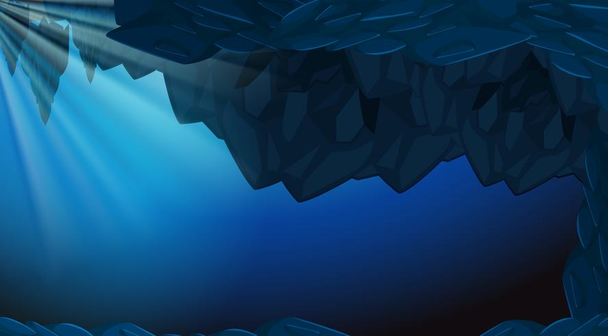 A dark underwater cave backgroubd vector