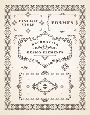 Set of Retro Vintage Badges, Frames, Labels and Borders.  vector