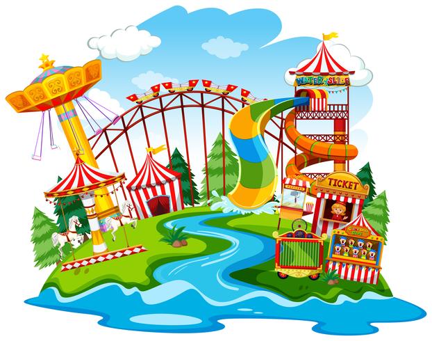 Un parque de diversion paisaje vector