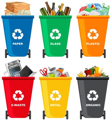 Set of different trash bin vector