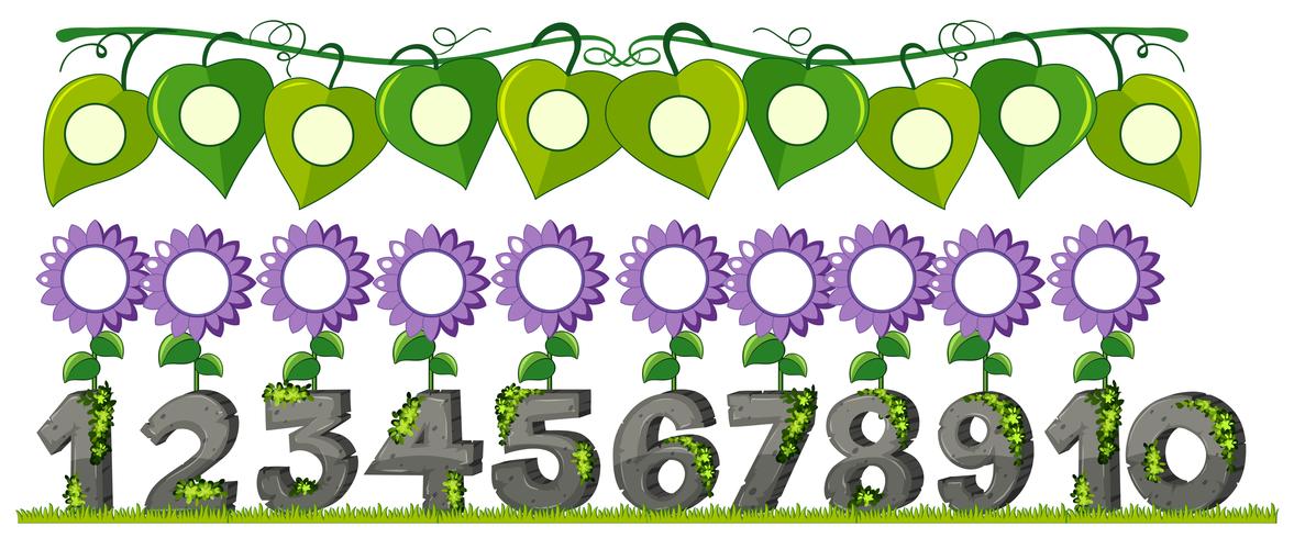 Un conjunto de números con flores vector