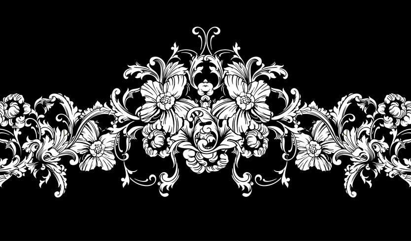 Ornamental border, frame. Baroque pattern. Vector seamless.