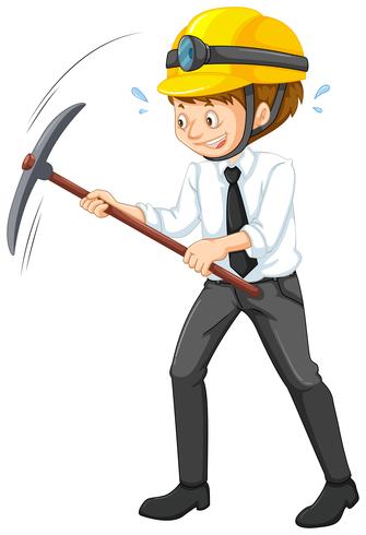 An Office Worker Mining on White Background vector