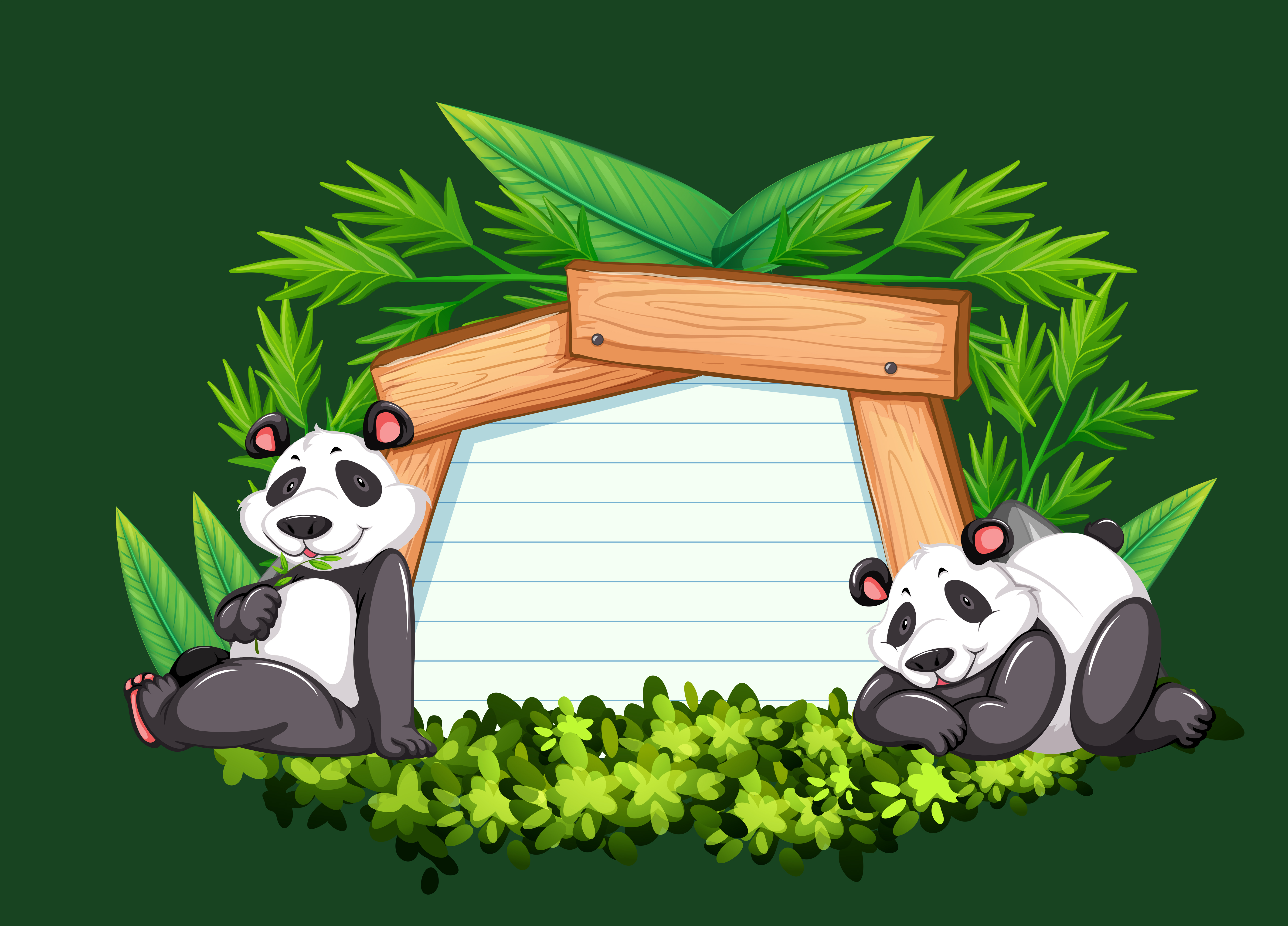 Border template with two pandas 303387 - Download Free Vectors, Clipart