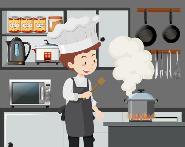 An Italian Chef Cooking Pasta vector