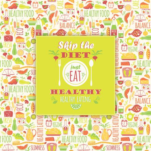 Healthy eating background with quote. vector