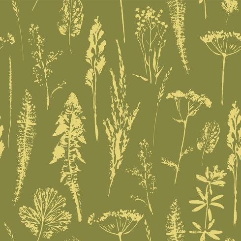 Abstract botanical seamless pattern. Vector herbal background.