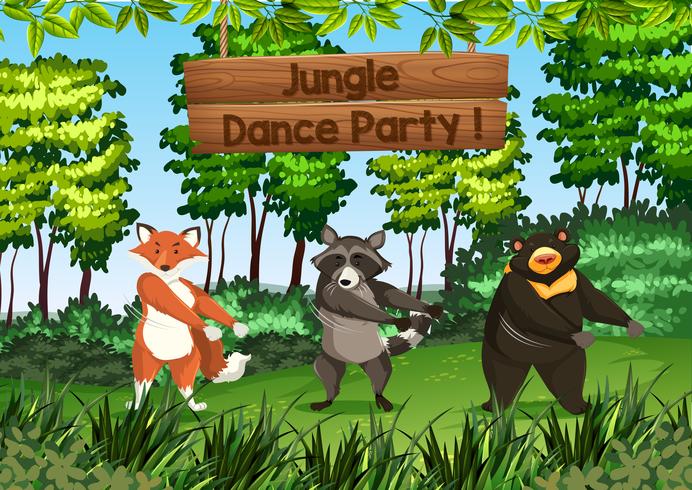 Animals dancing in jungle vector