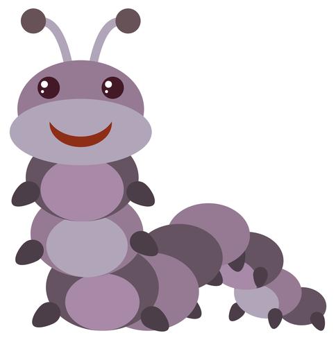 Oruga morada con cara feliz vector