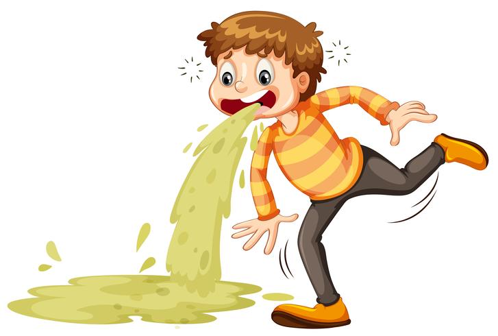 A sick boy vomiting vector