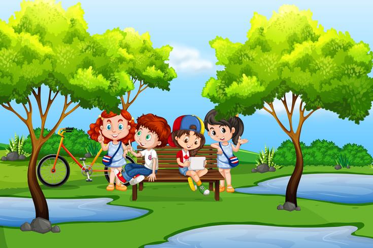 Young kids in nature vector