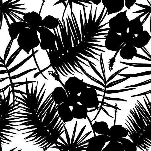 Seamless exotic pattern with tropical plants. vector