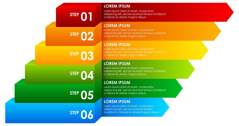 Infografía de información descendente del arco iris. vector