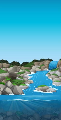 A beautiful stream landscape vector