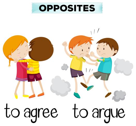 Opposite words for agree and argue vector