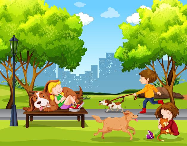 People and pet at park - Download Free Vector Art, Stock Graphics & Images