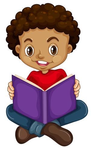 Young boy reading a book vector