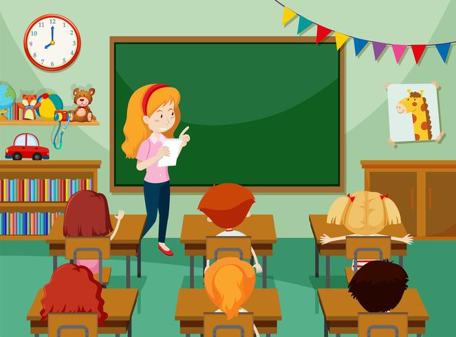 Teacher and students in classroon - Download Free Vector Art, Stock Graphics & Images