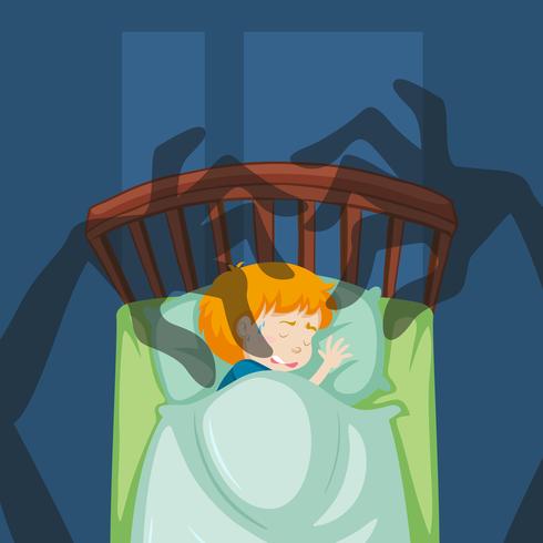 A boy having a nightmare vector