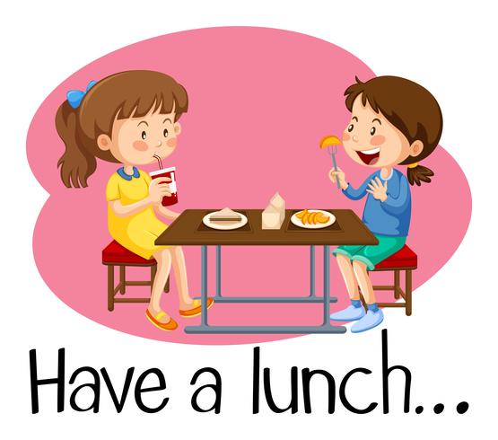 Girls Having Lunch at Cafeteria vector