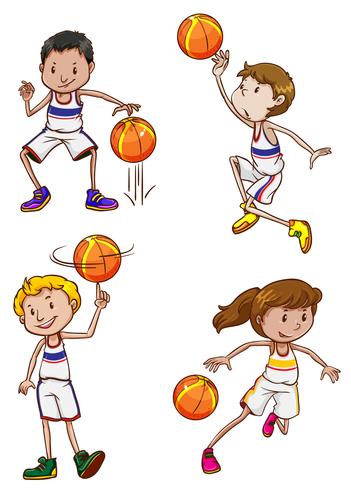 Energetic basketball players vector