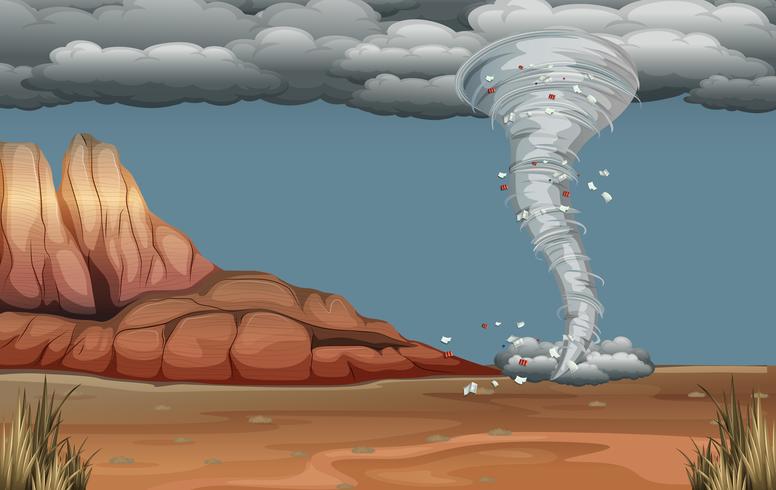 Un desastre de tornado en la naturaleza. vector