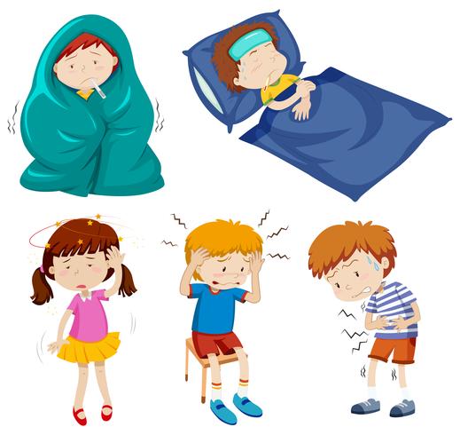 A Set of Sick Kids vector