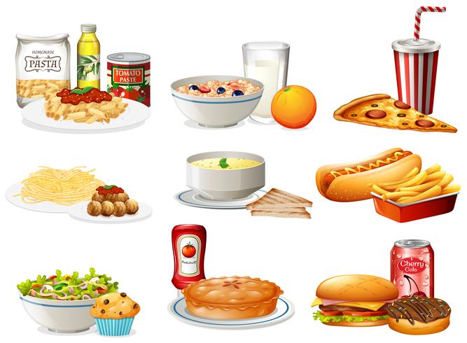 Un conjunto de comida americana vector