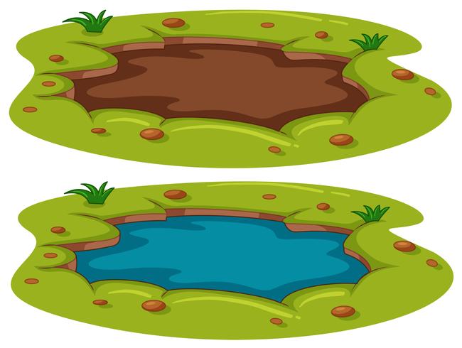 A Small Pond on White Background vector