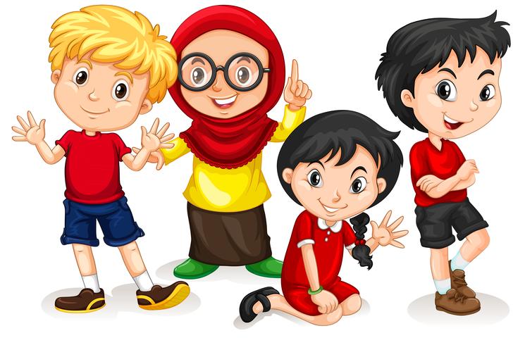 Grupo de niños internacional vector