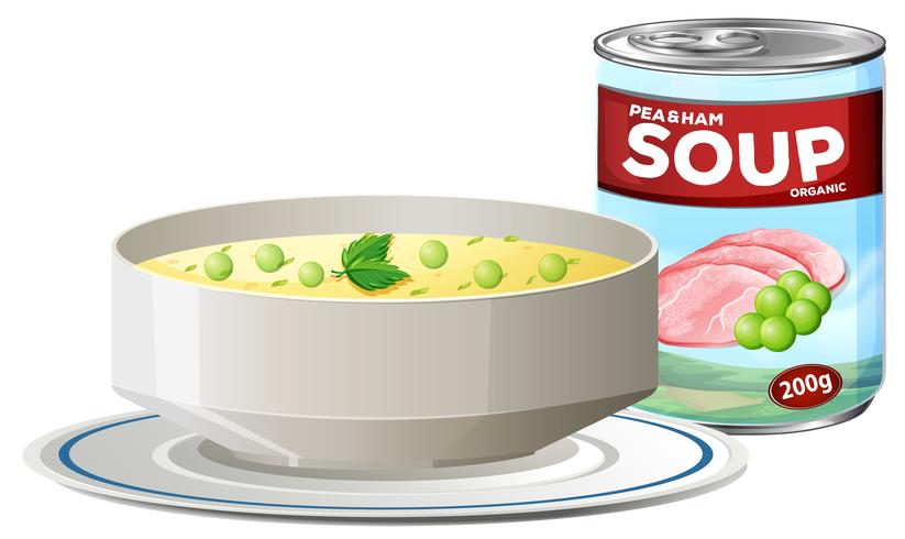 Sopa De Guisantes Y Jamón En Can vector