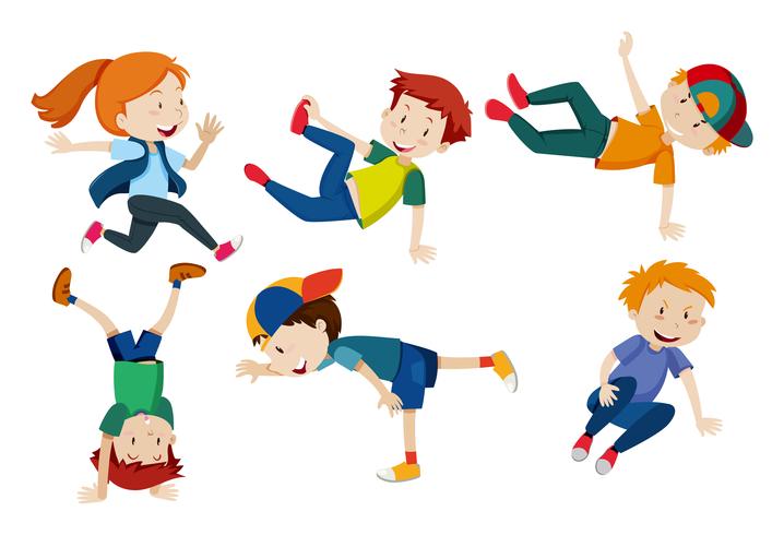 Kids doing different dance positions vector