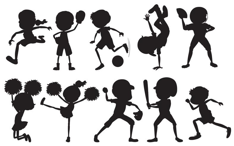 Set of silhouette sport athlete character vector