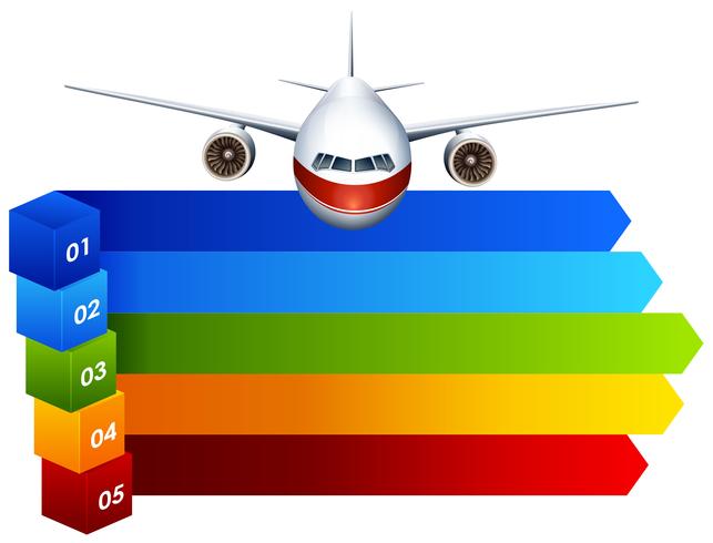 Infografía de arco iris con avión vector