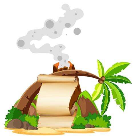 Banner design with volcano and tree vector