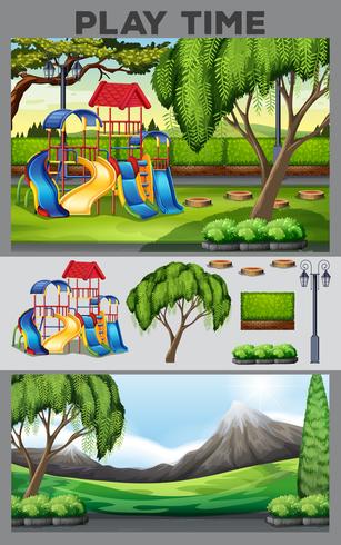 Playground station in the park vector