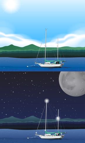 Ocean scene with fishing boat  vector