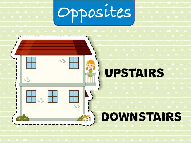 Opposite words for upstairs and downstairs vector