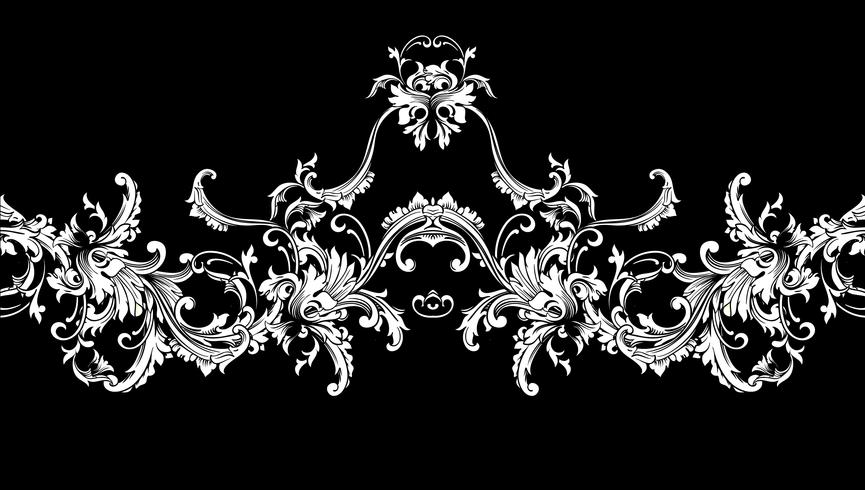 Ornamental border, frame. Baroque pattern. Vector seamless.
