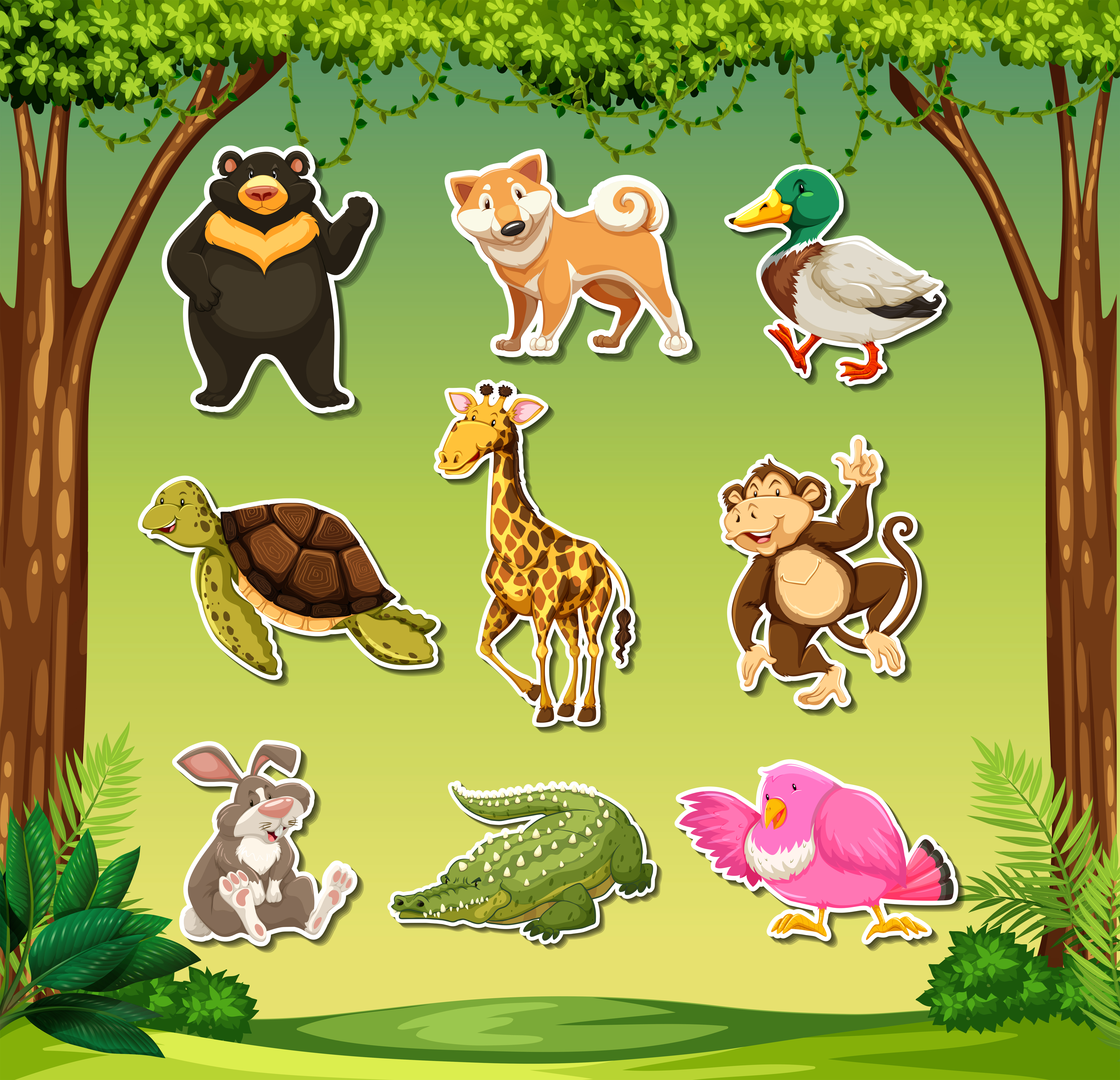 Set of wild animals  sticker 303846 Vector Art at Vecteezy 