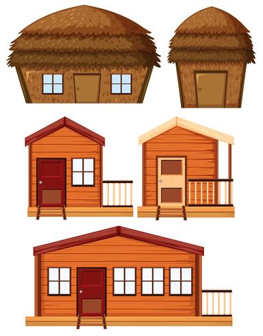 Set of wooden house vector