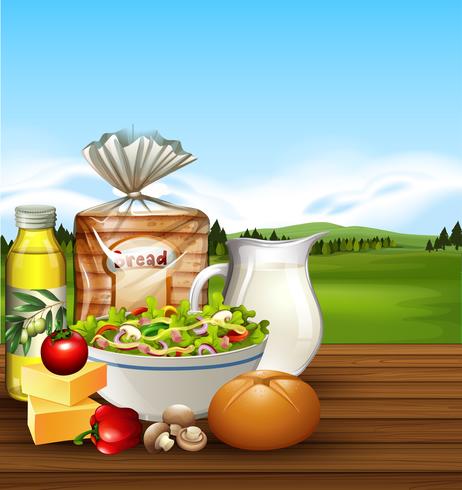 Set of food scene vector