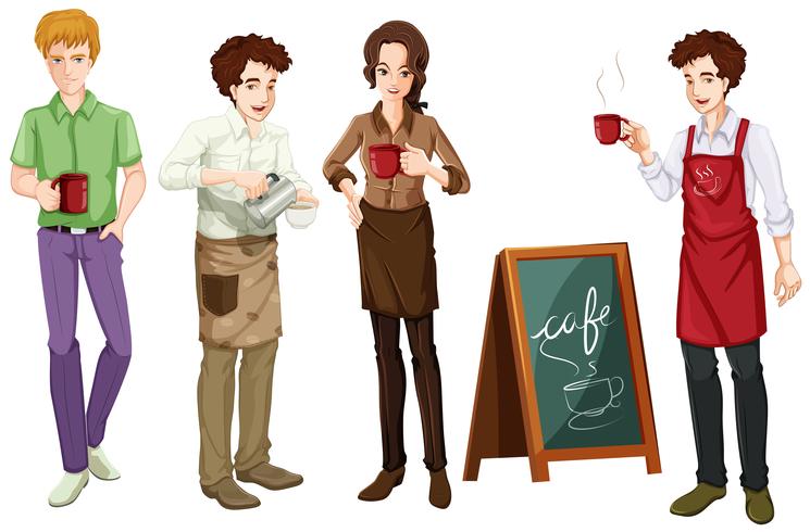 People working at cafe - Download Free Vector Art, Stock Graphics & Images