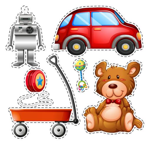 Sticker set of different toys vector