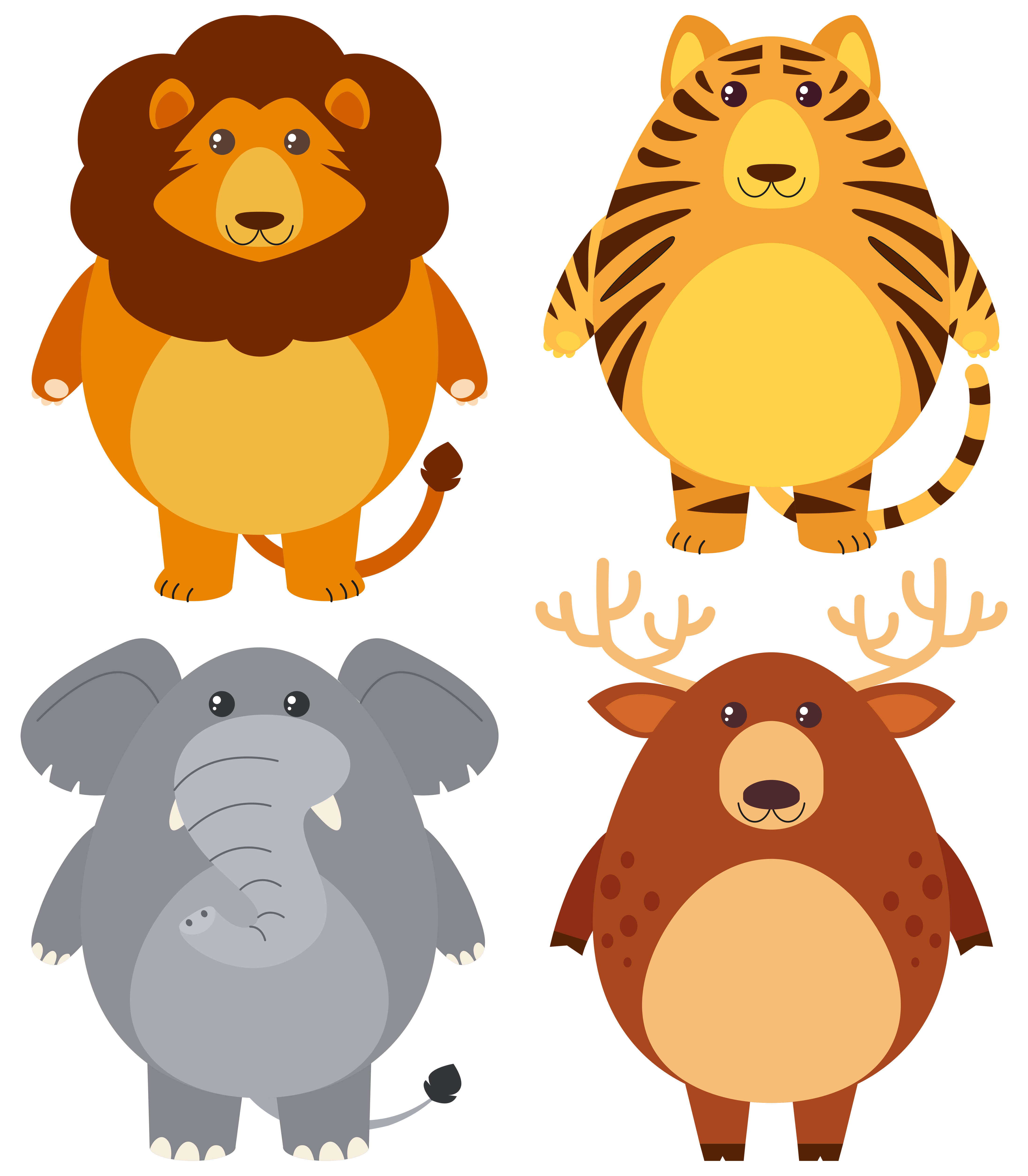 Download Four different wild animals with happy face 303915 - Download Free Vectors, Clipart Graphics ...
