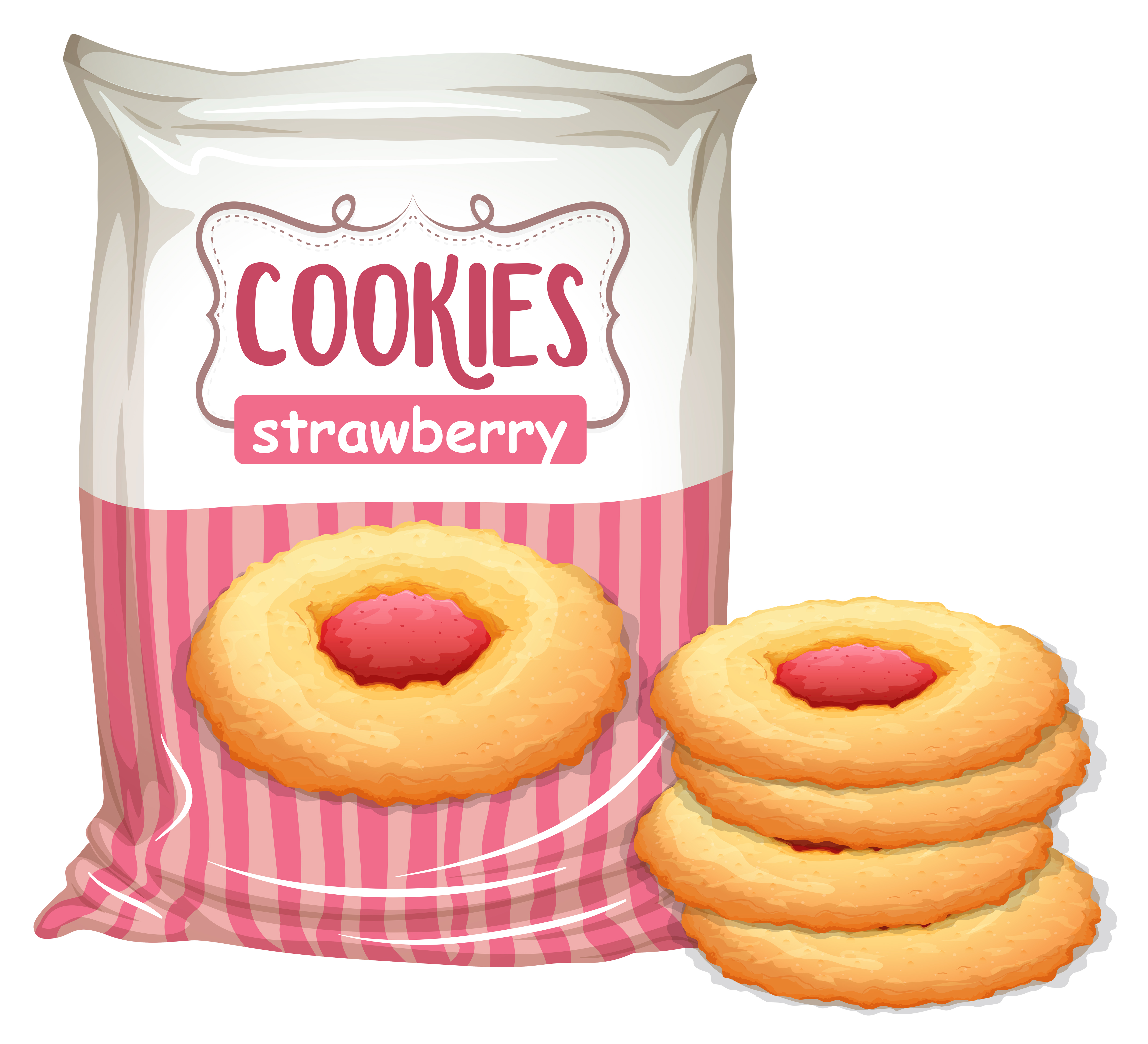A Bag of Strawberry Cookies 303926 Vector Art at Vecteezy