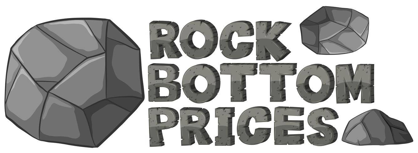 Font design for rock bottom prices vector